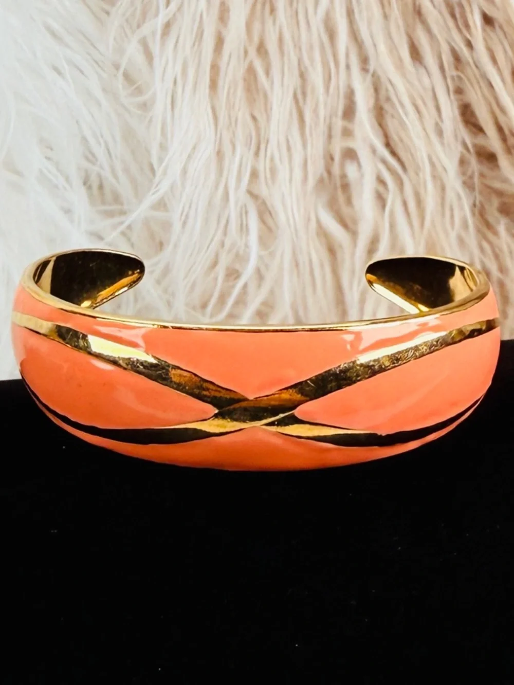 Vibtage Goldtone Coral Cuff Bracelet